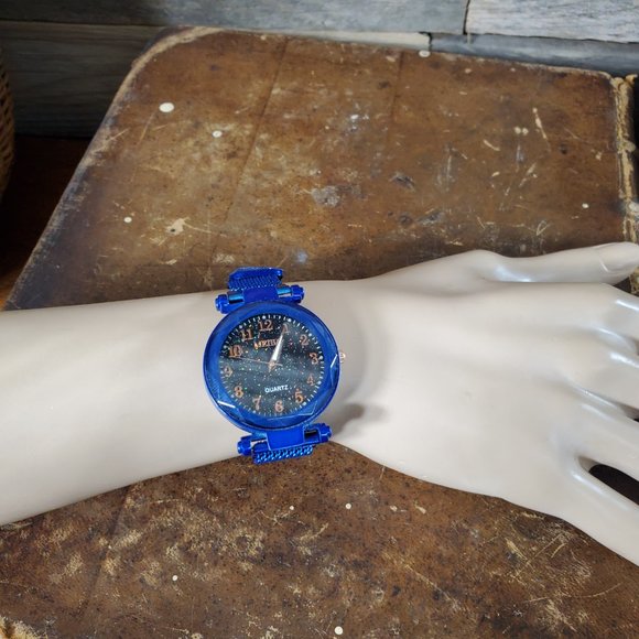 Starry Sky Watch - Blue, Black Sparkle Face, Large Number Time Markers - Picture 7 of 10